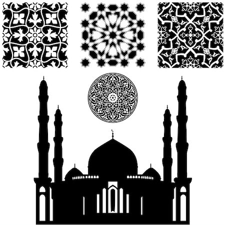 sateda (artist) - Vector of different Islamic pattern on white backgraund Foto de stock - Super Valor sin royalties y Suscripción, Código: 400-06945081