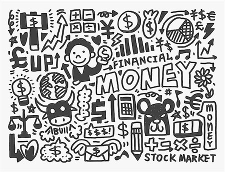simsearch:400-07290680,k - doodle Finance pattern Stock Photo - Budget Royalty-Free & Subscription, Code: 400-06945096