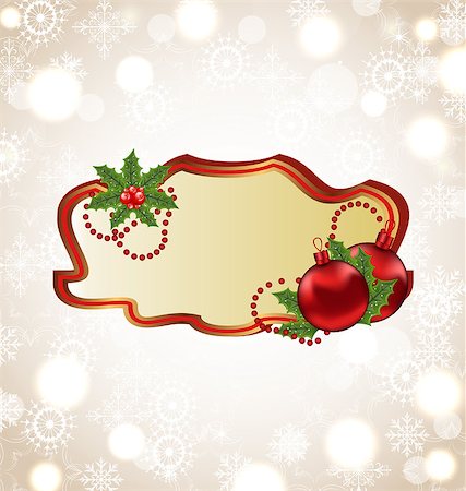 simsearch:400-08113383,k - Illustration greeting elegant card with Christmas ball - vector Stock Photo - Budget Royalty-Free & Subscription, Code: 400-06945192