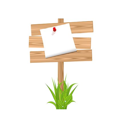 simsearch:400-07971849,k - Illustration wooden signpost with announcement, grass - vector Fotografie stock - Microstock e Abbonamento, Codice: 400-06945249