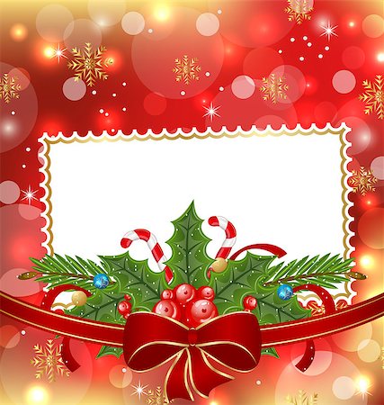 simsearch:400-08113383,k - Illustration greeting elegant card with Christmas decoration - vector Stock Photo - Budget Royalty-Free & Subscription, Code: 400-06945258