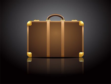 Leather suitcase on black background Stock Photo - Budget Royalty-Free & Subscription, Code: 400-06945273