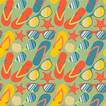 Seamless pattern with colorful flip flops, vector Eps10 image. Stock Photo - Budget Royalty-Free & Subscription, Code: 400-06945324