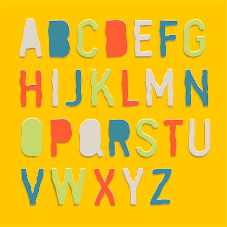 Handmade color paper crafting alphabets, vector Eps10 image. Fotografie stock - Microstock e Abbonamento, Codice: 400-06945325