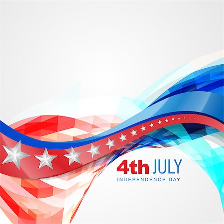 pinnacleanimates (artist) - vector wave style american independence day background Stockbilder - Microstock & Abonnement, Bildnummer: 400-06945378