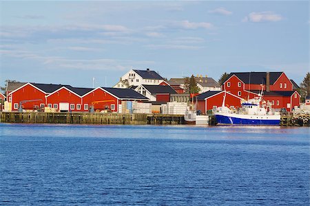 simsearch:400-08428494,k - Industrial fishing port in Reine on Lofoten islands in Norway during summer Stockbilder - Microstock & Abonnement, Bildnummer: 400-06945541