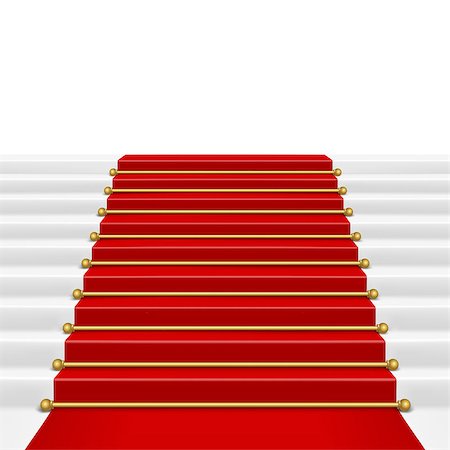 simsearch:400-04299818,k - Red carpet with ladder. Clipping Mask. Mesh. Photographie de stock - Aubaine LD & Abonnement, Code: 400-06945633