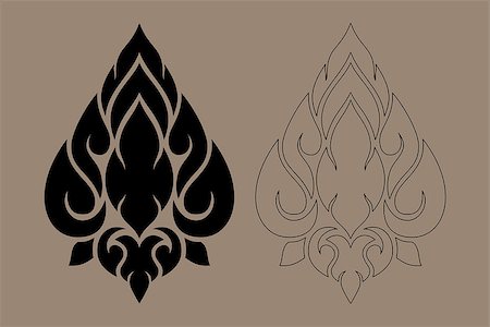 Thai Art Modern Design New Style Vector Illustration Black Color and Out Line Number 1 Stock Photo - Budget Royalty-Free & Subscription, Code: 400-06945703