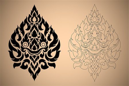 design vector elements - Thai Art Modern Design New Style Lion Face Vector Illustration Black Color and Out Line Stock Photo - Budget Royalty-Free & Subscription, Code: 400-06945791