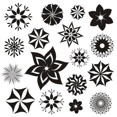 flower decoration white and black - Set of black and white flower symbols and ornaments Stock Photo - Budget Royalty-Free & Subscription, Code: 400-06945854