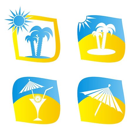 simsearch:400-07324083,k - Set of four blue and yellow summer icons Stock Photo - Budget Royalty-Free & Subscription, Code: 400-06946039