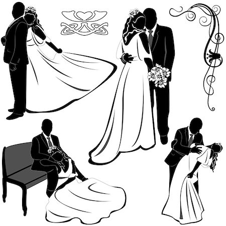 Vector of Wedding Pairs on white Photographie de stock - Aubaine LD & Abonnement, Code: 400-06946217