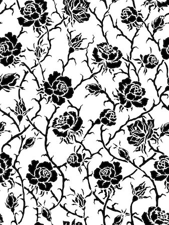 Black roses. Seamless pattern Stock Photo - Budget Royalty-Free & Subscription, Code: 400-06946302