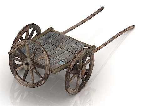 simsearch:400-05102252,k - Old wooden cart with a spare wheel. A parody of the old car that has long been necessary to change to a new Stock Photo - Budget Royalty-Free & Subscription, Code: 400-06946459