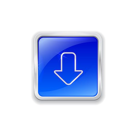 simsearch:400-04725464,k - Blue glass button with chrome border and download icon Stock Photo - Budget Royalty-Free & Subscription, Code: 400-06946873