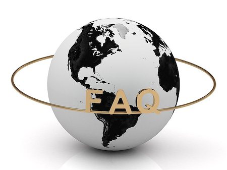 simsearch:400-04774467,k - FAQ on a gold ring around the earth. Image from the same footage Stock Photo - Budget Royalty-Free & Subscription, Code: 400-06946951