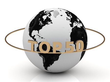 simsearch:400-07505952,k - TOP 50 on a gold ring around the earth. Image from the same footage Foto de stock - Super Valor sin royalties y Suscripción, Código: 400-06946953