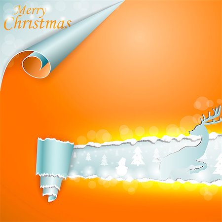 paper torn curl - Merry Christmas card with rolled and torn page Stock Photo - Budget Royalty-Free & Subscription, Code: 400-06947084