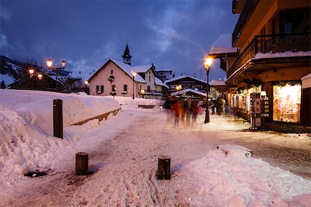 Megeve Ski Resort at French Alps in the Night Stock Photo - Budget Royalty-Free & Subscription, Code: 400-06947727