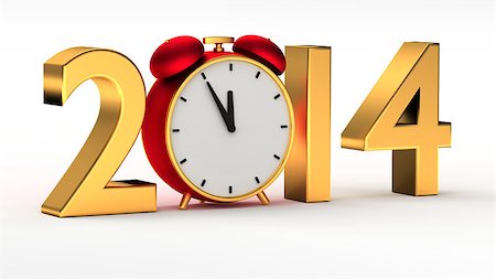 dengess (artist) - New year 2014 concept with red clock Stock Photo - Budget Royalty-Free & Subscription, Code: 400-06947886