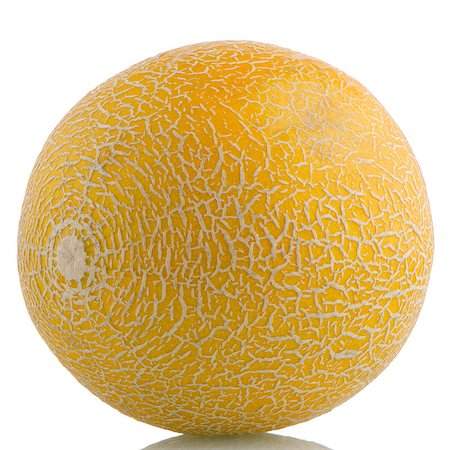 Ripe yellow melon on white reflective background. Stock Photo - Budget Royalty-Free & Subscription, Code: 400-06948046