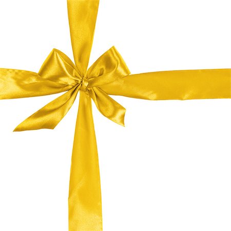 silk ribbon - cross from yellow ribbon with bow, isolated on white background Stock Photo - Budget Royalty-Free & Subscription, Code: 400-06948429