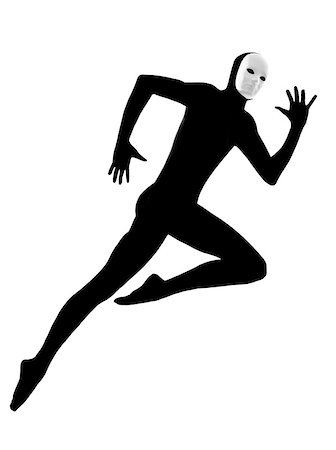 performer man mime with mask  running jumping on studio isolated on white background Stock Photo - Budget Royalty-Free & Subscription, Code: 400-06948932