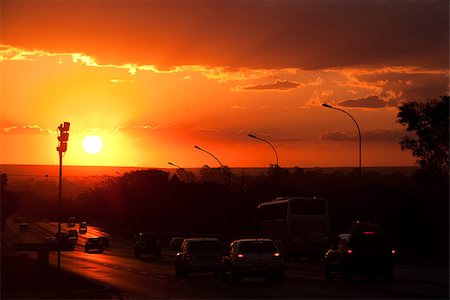 traffic at sunset in  Brasilia city capital of Brazil Photographie de stock - Aubaine LD & Abonnement, Code: 400-06949089