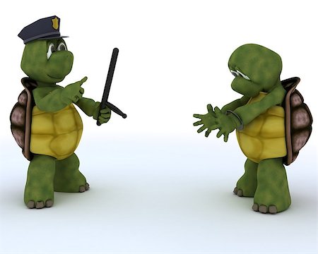 simsearch:400-05384268,k - 3D render of tortoises as cops and robbers Photographie de stock - Aubaine LD & Abonnement, Code: 400-06949128