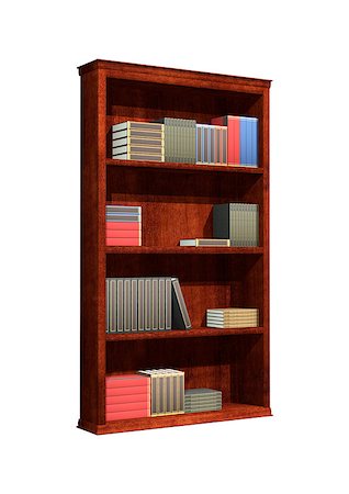 simsearch:400-05389006,k - 3D digital render of a bookcase full of books isolated on white background Foto de stock - Super Valor sin royalties y Suscripción, Código: 400-06949236