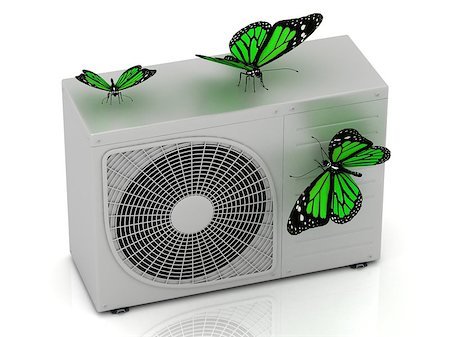 simsearch:400-08045642,k - 3 green butterfly sits on a street conditioner on a white background Stock Photo - Budget Royalty-Free & Subscription, Code: 400-06949250