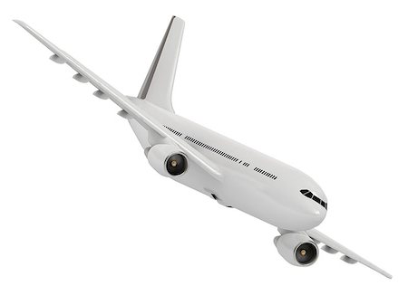 simsearch:400-07915045,k - White passenger airliner comes in to land and reduces the height of a white background Foto de stock - Super Valor sin royalties y Suscripción, Código: 400-06949275