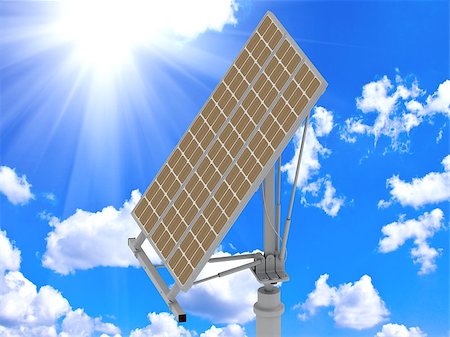 simsearch:400-05229781,k - Directional solar panels against a bright sunny sky with clouds Stock Photo - Budget Royalty-Free & Subscription, Code: 400-06949279