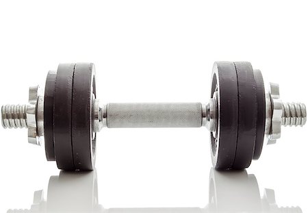 simsearch:400-04329882,k - Front view of a black dumbbell isolated on a white background. Stock Photo - Budget Royalty-Free & Subscription, Code: 400-06949839