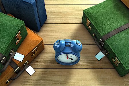 dynamicfoto (artist) - Three suitcases and a clock on a table Stockbilder - Microstock & Abonnement, Bildnummer: 400-06949875