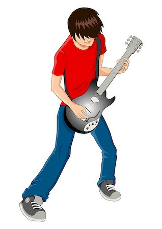 rocker guitarist - Vector illustration of a man figure playing guitar Stock Photo - Budget Royalty-Free & Subscription, Code: 400-06943999