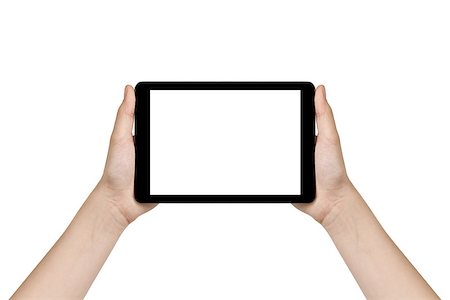 simsearch:400-06851376,k - female teen hands showing generic tablet pc with blank screen, isolated Stock Photo - Budget Royalty-Free & Subscription, Code: 400-06954169