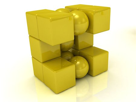 Gold magnet balls and cubes on a white background Foto de stock - Super Valor sin royalties y Suscripción, Código: 400-06954257