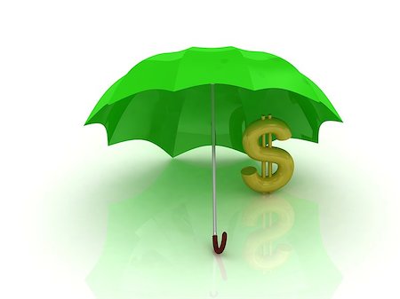 rain on roof - abstraction of a gold dollar under the green umbrella on a white background Stock Photo - Budget Royalty-Free & Subscription, Code: 400-06954296