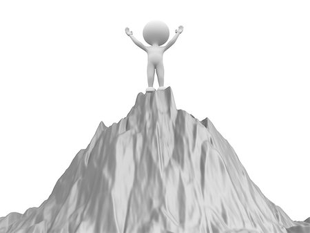 3d people - man, person on top of the mountain - victorious Stock Photo - Budget Royalty-Free & Subscription, Code: 400-06954596