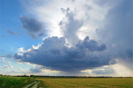 Beautiful Autumn Field under Stormy Sky with Dramatic Clouds Fotografie stock - Microstock e Abbonamento, Codice: 400-06951400