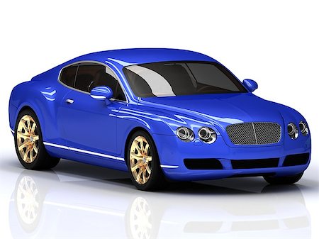 simsearch:400-09095003,k - Premium blue car with gold wheels. Front view Stockbilder - Microstock & Abonnement, Bildnummer: 400-06951468