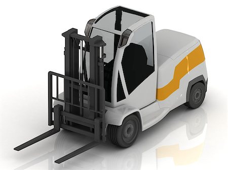 simsearch:400-06096469,k - Electric Forklift isolated on a white background. Top view Stock Photo - Budget Royalty-Free & Subscription, Code: 400-06951473