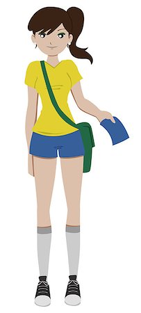 Vector illustration of a cartoon girl wearing the brazilian soccer uniform. Stock Photo - Budget Royalty-Free & Subscription, Code: 400-06951487