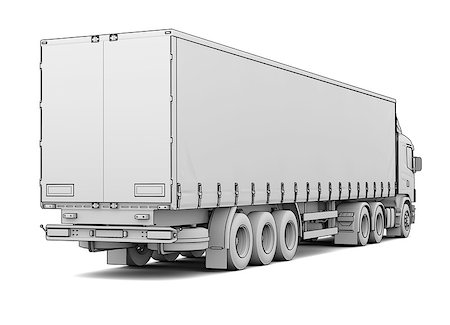 simsearch:400-04698363,k - Sketch white truck. Isolated render on a white background Stock Photo - Budget Royalty-Free & Subscription, Code: 400-06951644