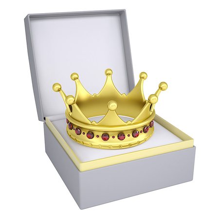 simsearch:400-06797580,k - Crown in open gift box. 3d render isolated on white background Stock Photo - Budget Royalty-Free & Subscription, Code: 400-06951643