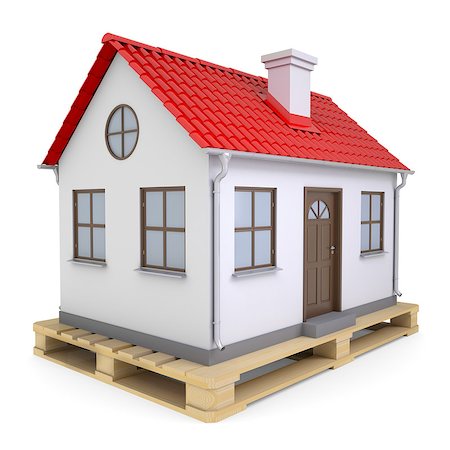simsearch:400-07420953,k - Small house on pallet. Isolated render on a white background Stock Photo - Budget Royalty-Free & Subscription, Code: 400-06951658