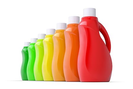 Series plastic bottles of household chemicals. 3d render isolated on white background Stock Photo - Budget Royalty-Free & Subscription, Code: 400-06951664