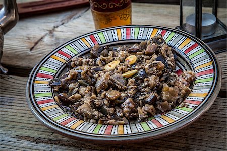 traditional eggplant salad  from morocco served on plate Stock Photo - Budget Royalty-Free & Subscription, Code: 400-06951765
