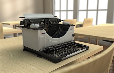 simsearch:400-08078286,k - Typewriter on a desk in a well lighted room Foto de stock - Super Valor sin royalties y Suscripción, Código: 400-06951797